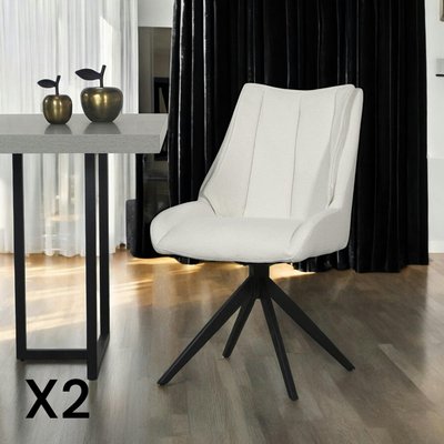 Chaise blanche pivotante en velours texturé (lot de 2) IENA PIER IMPORT