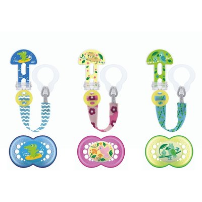 Kit sucette et attache sucette 6 mois+ aléatoire MAM