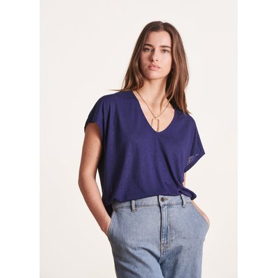 T-shirt oversize col V en lyocell lin LA FEE MARABOUTEE