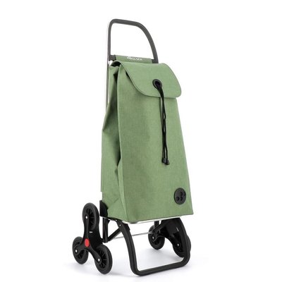 IMAX TWEED - Chariot de course Pliable - 6 roues - Vert - Design tendance et grande capacité, châssis en aluminium léger, sac imperméable effet tweed ROLSER