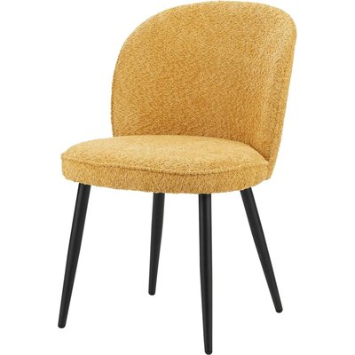 Chaise confortable effet alpaga  moutarde pieds noirs RECOLLECTION