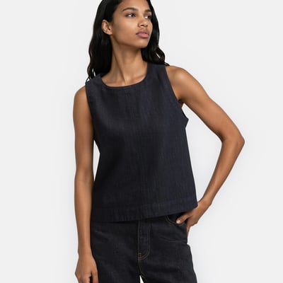 Ärmelloses Top aus Denim, Rundhalsausschnitt LA REDOUTE COLLECTIONS