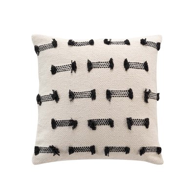 Coussin déhoussable BRINY - Coton tissé uni et fils coupés TOILINUX