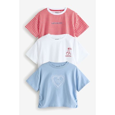 T-shirt brodé froncé, lot de 3 NEXT