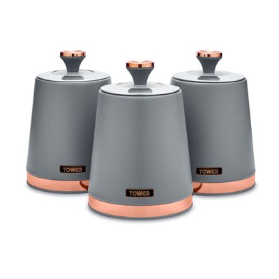 Set of 3 Cavaletto Tea Coffee Sugar Canisters TOWER