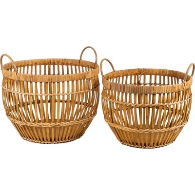 Panier décoratif en rotin et bois pour rangement naturel RECOLLECTION