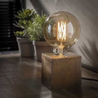 Lampe de chevet cube en métal bronze TRIBECA PIER IMPORT