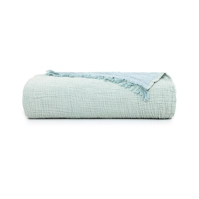 Couvre lit en gaze de coton bleu, CYCLADES DESFORGES