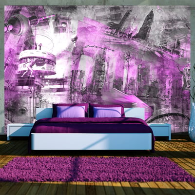 Papier peint intissé panoramique Ville et Architecture Berlin - collage (violet) EDEN