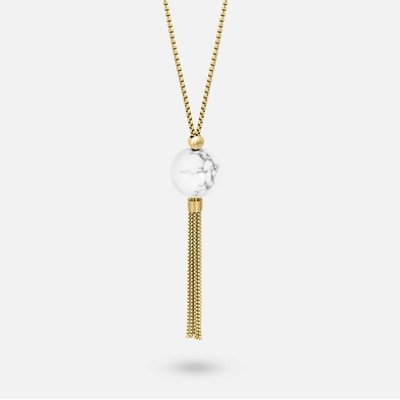 Long necklace Liliflo Golden - Howlite LILIFLO