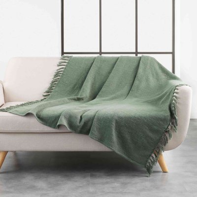 Plaid à franges coton tissé ZAMINA DOUCEUR D'INTÉRIEUR