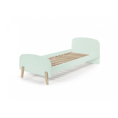 KIDDY Lit simple en bois laqué et brut et sommier 90x200cm Gris cool VIPACK