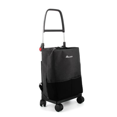 ONE T SHOP - Chariot de course - Pliable - Noir - Design élégant et fonctionnel, cadre aluminium robuste, sac imperméable noir ROLSER