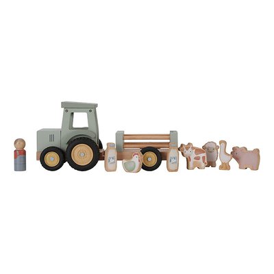 Jouet en bois tracteur avec remorque LITTLE DUTCH