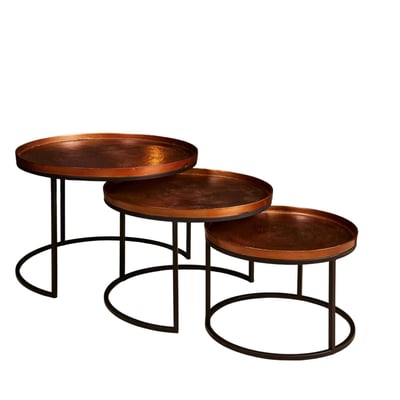 Table gigogne salon métal cuivré (lot de 3) KANO PIER IMPORT