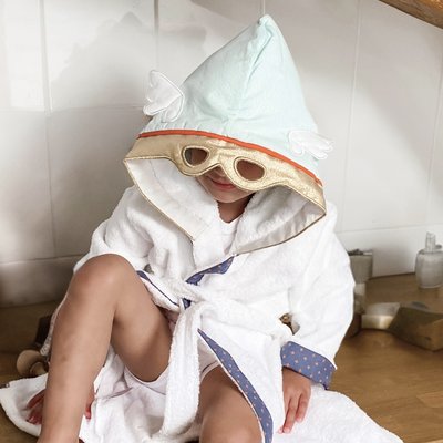 Peignoir capuche coton bio SUPER-HEROS LITTLE CREVETTE