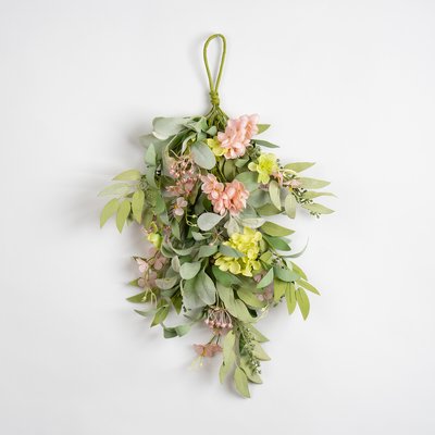 55cm Hydrangea Teardrop Swag in Pink & Green SO'HOME