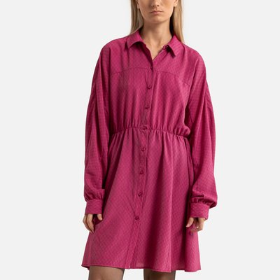Robe courte jacquard satiné, col chemise SEE U SOON