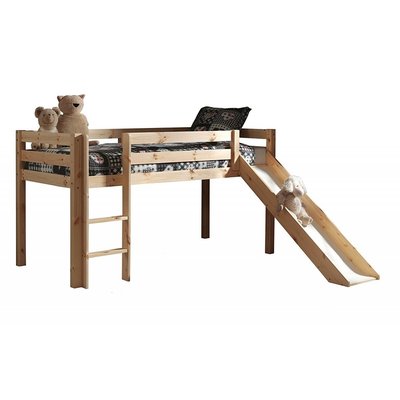 PINO Lit Compact avec Toboggan Pin Massif Nature 209 x 217 x 114 cm VIPACK