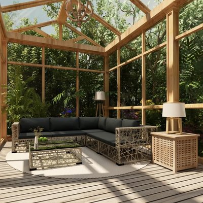 Salon de jardin contemporain 6 pièces avec coussins HOME MAISON