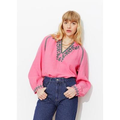 Blouse brodée gaze de coton PROMOD