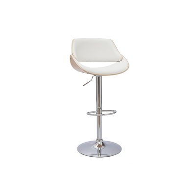 Tabouret de bar design réglable tissu  et bois clair CLASH MILIBOO