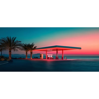 Tableau Sur Verre Synthétique Station-service De Plage Rétro RÉTRO VINTAGE CEANOTHE