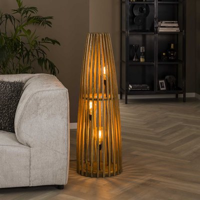 Lampadaire en bois ajouré 3 lampes LUCKNOW PIER IMPORT