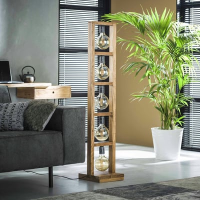 Lampadaire contemporain échelle bois 5 lampes LUCKNOW PIER IMPORT
