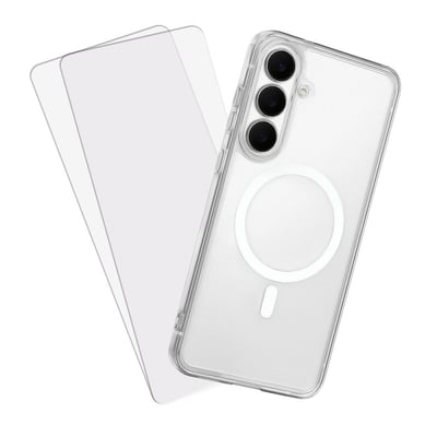 Coque Anti-choc Magnétique compatible Magsafe pour Galaxy S25 Fe Transparente + 2 vitres EVETANE