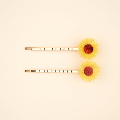 Lot de 2 Barrettes fines TOURNESOL COUCOU SUZETTE