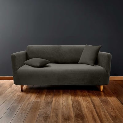 Housse De Canapé Extensible En Polyester Gaufré Coloris Noir DECORATIE
