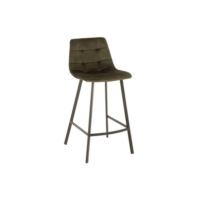 Chaises de bar en velours peau de pêche et métal (lot de 2) - OLIVIA HELLIN, DEPUIS 1862