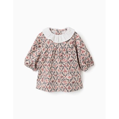 Robe à manches longues en velours avec motif floral ZIPPY