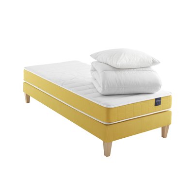 Ensemble matelas mousse, sommier, pieds, couette et oreiller Aurore 400 SOMEO