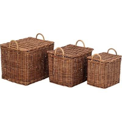 Set de 3 paniers en osier avec anses RECOLLECTION