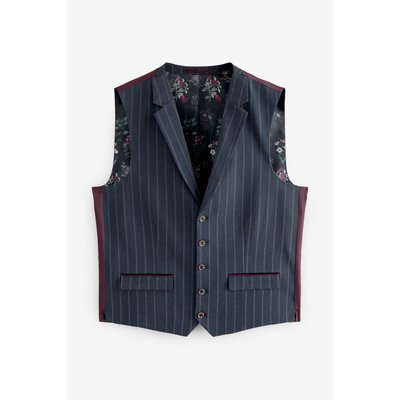 Gilet de costume ajusté à rayures avec liseré NEXT