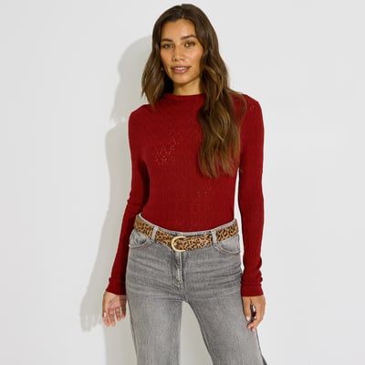 Pull maille ajourée col montant GRAIN DE MALICE