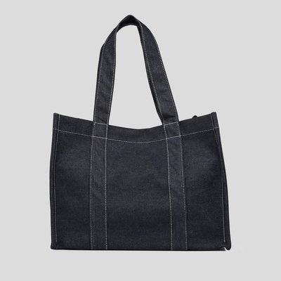 Cabas bandoulière  denim ,coton issus de l'agriculture biologique MONOPRIX