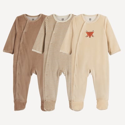 Lot de 3 pyjamas en velours, motifs renard et rayures LA REDOUTE COLLECTIONS