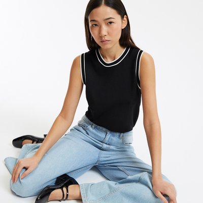 Pull sans manches col rond en fine maille LA REDOUTE COLLECTIONS