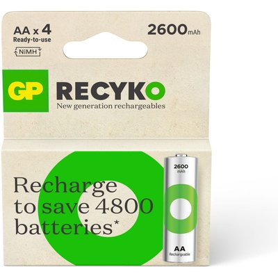 Pile rechargeable AA ReCyckO lot de 4 2600mAh GPE