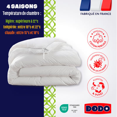 Couette 4 Saisons Anti-Acariens Bi-ome Vertbaudet 140x200 Cm - Hypoallergénique, 2 Couettes Amovibles Pour Été/Hiver
