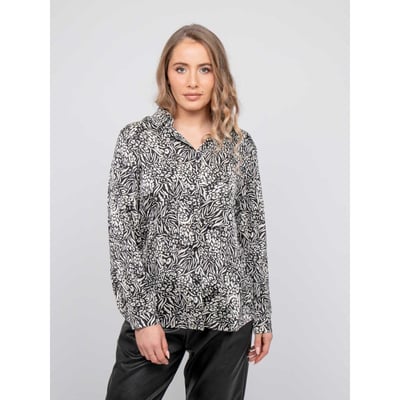 Chemise Fluide Motif Animalier Noir Et Blanc Ophir DONA LISA