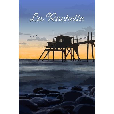Tableau Sur Toile Illustration Cabane Pêche CEANOTHE