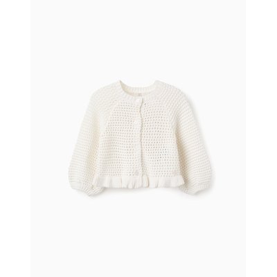 Gilet en Maille Ajourée avec Volants ZIPPY