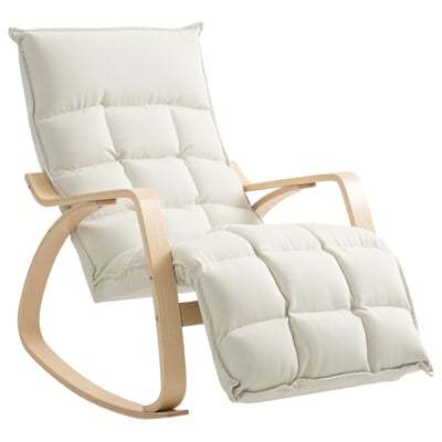 Fauteuil à bascule Lin (100% polyester) Blanc HOMCOM