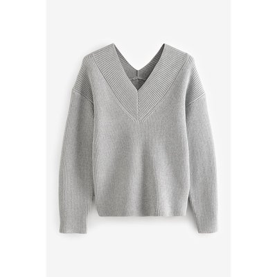 Pull en maille côtelée décontracté à col v NEXT