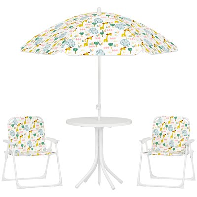 Ensemble salon de jardin enfant pliable 2 places 4 pcs style savane blanc OUTSUNNY