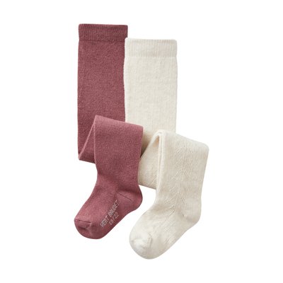 Lot de 2 paires de collants ajourés/unis VERTBAUDET